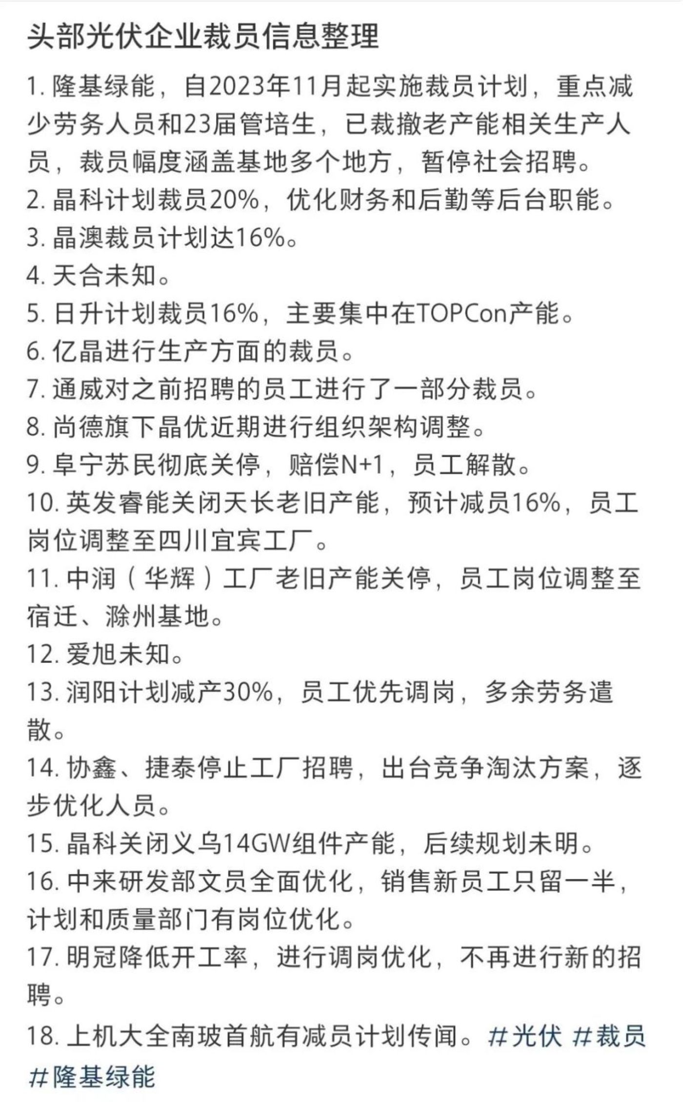 圖片/裁員傳言 來源/社交平臺 新能源前瞻截圖